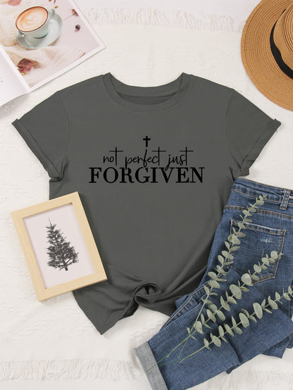 Women's Faith Print Short Sleeve Crew Neck Casual T-Shirt for Summer & Spring