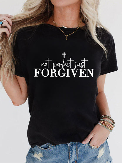 Women's Faith Print Short Sleeve Crew Neck Casual T-Shirt for Summer & Spring