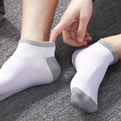 10pairs Men's Color Block Breathable Low Cut Ankle Socks, 10 Pairs Spring Summer