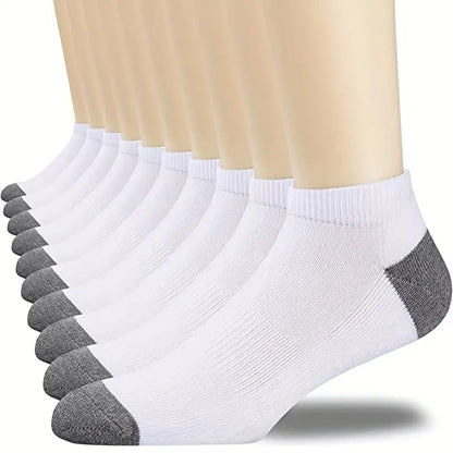 10pairs Men's Color Block Breathable Low Cut Ankle Socks, 10 Pairs Spring Summer