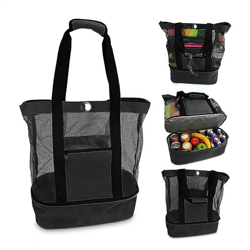 Minimalist Double Layer Beach Bag, Lightweight Versatile Travel Bag, All-Match Outdoor Bag With Insulated Layer