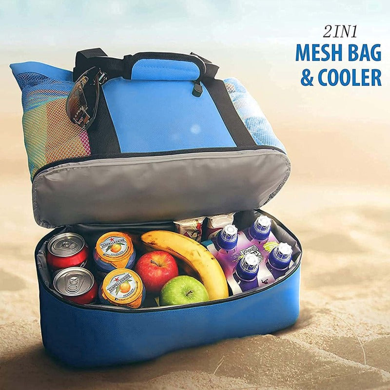Minimalist Double Layer Beach Bag, Lightweight Versatile Travel Bag, All-Match Outdoor Bag With Insulated Layer