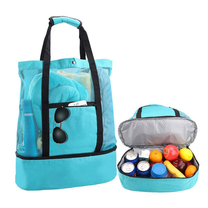 Minimalist Double Layer Beach Bag, Lightweight Versatile Travel Bag, All-Match Outdoor Bag With Insulated Layer