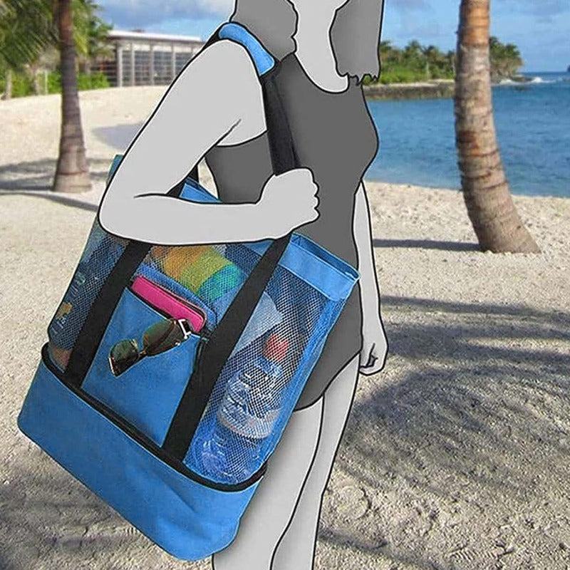 Minimalist Double Layer Beach Bag, Lightweight Versatile Travel Bag, All-Match Outdoor Bag With Insulated Layer