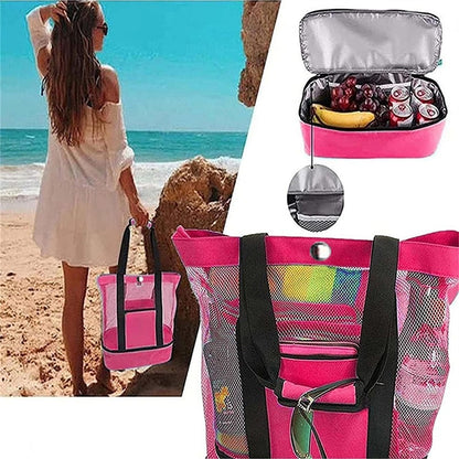 Minimalist Double Layer Beach Bag, Lightweight Versatile Travel Bag, All-Match Outdoor Bag With Insulated Layer
