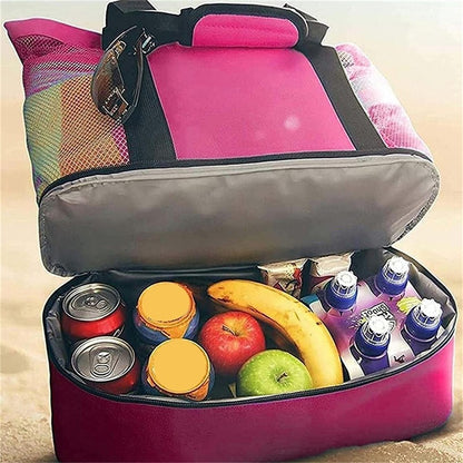 Minimalist Double Layer Beach Bag, Lightweight Versatile Travel Bag, All-Match Outdoor Bag With Insulated Layer