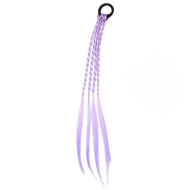 6pcs 6-Piece Girls Hair Accessories Set: Colorful Braided Wig, Ponytail Holders, and Rubber Bands for Gifts