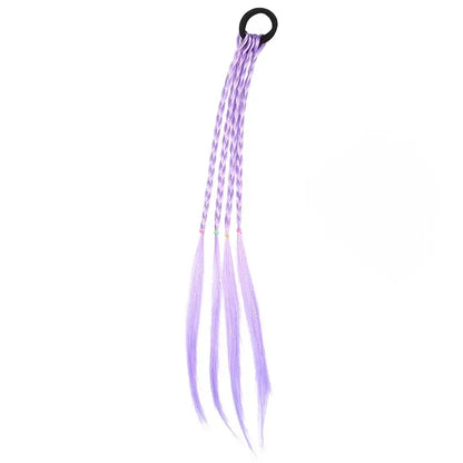 6pcs 6-Piece Girls Hair Accessories Set: Colorful Braided Wig, Ponytail Holders, and Rubber Bands for Gifts