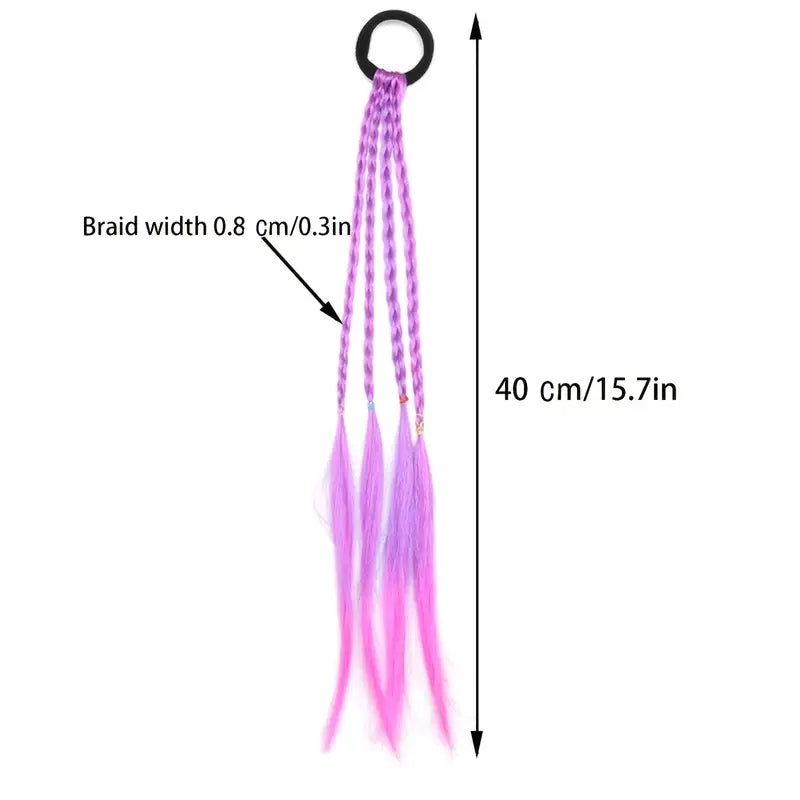 6pcs 6-Piece Girls Hair Accessories Set: Colorful Braided Wig, Ponytail Holders, and Rubber Bands for Gifts