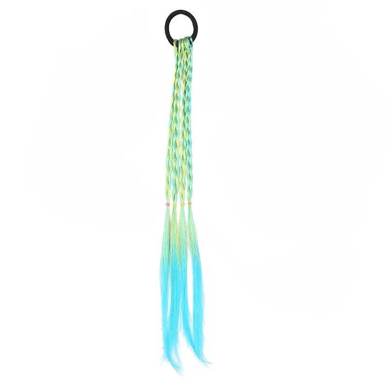 6pcs 6-Piece Girls Hair Accessories Set: Colorful Braided Wig, Ponytail Holders, and Rubber Bands for Gifts