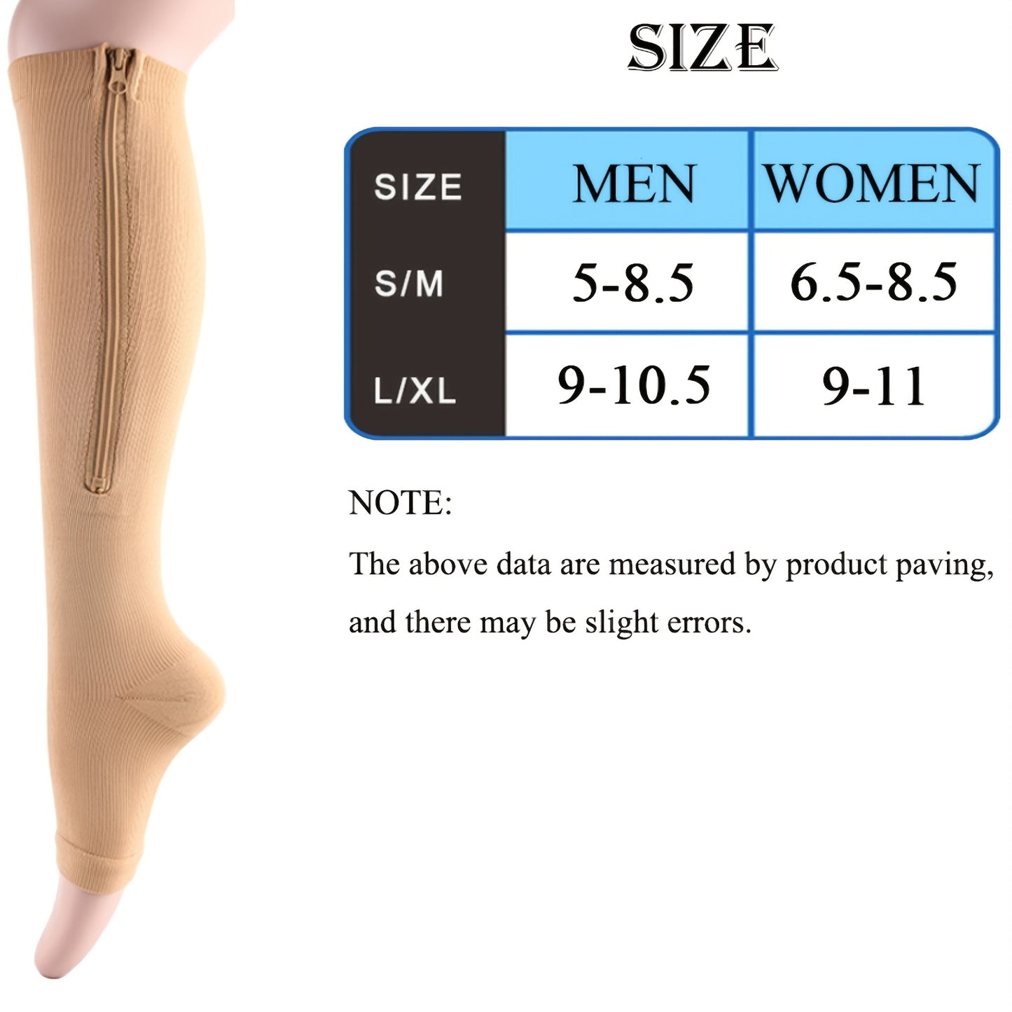 2pcs/1pair Ultra-Comfortable Breathable Compression Socks - Soft, Seamless, and Supportive with Side Zipper for Men and Women - Ideal for Everyday Wear, Travel, and Sports