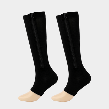 2pcs/1pair Ultra-Comfortable Breathable Compression Socks - Soft, Seamless, and Supportive with Side Zipper for Men and Women - Ideal for Everyday Wear, Travel, and Sports