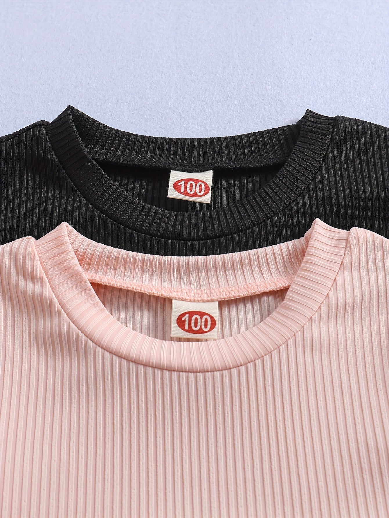 2 Sets Girl's Ribbed Outfit, Peplum Top & Pants Set, Casual Toddler Kid's Clothes For Spring Fall