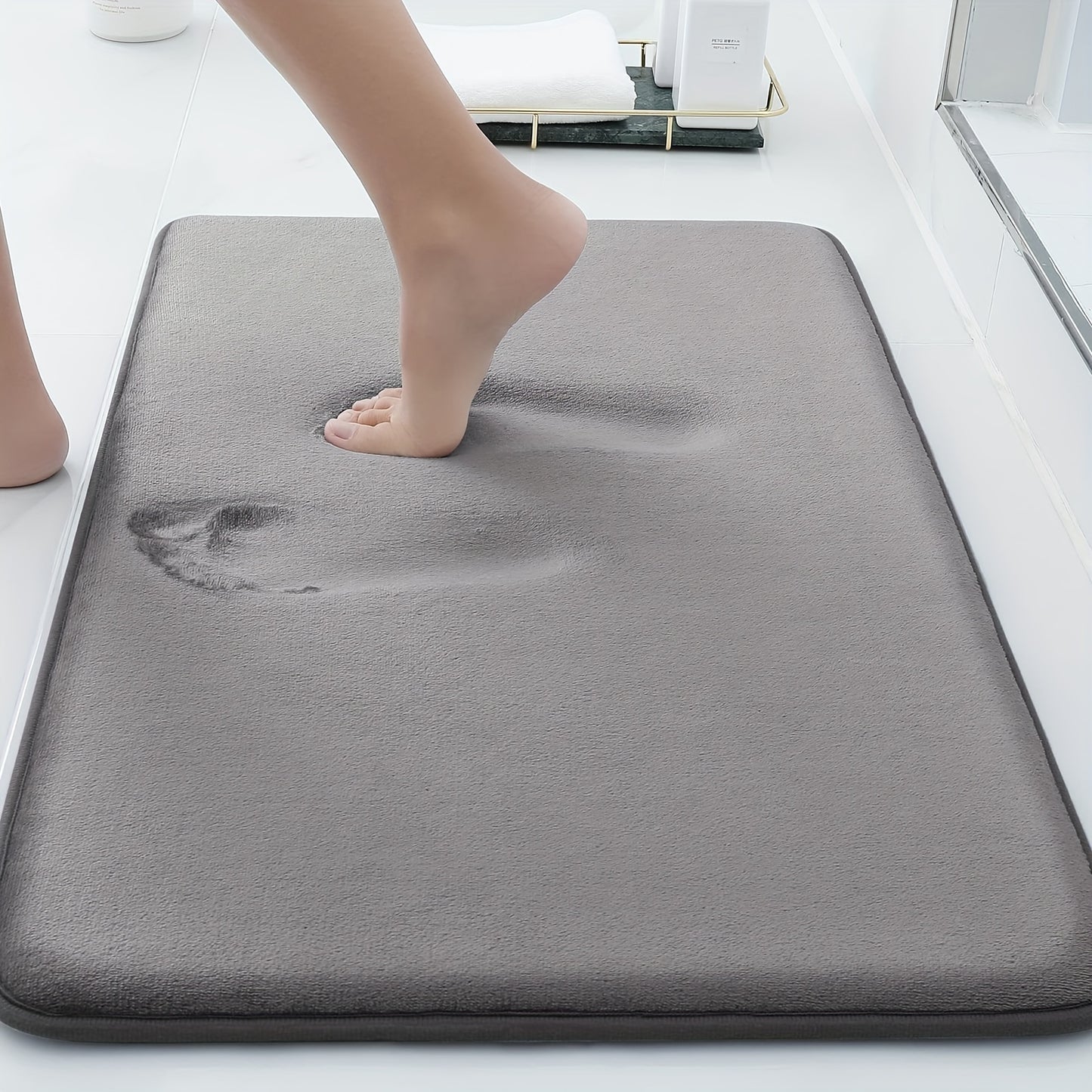 1PC Sponge Flat Bathroom Anti-slip Mat, Bathroom Water Absorption Anti-skid Mat, Bathroom Doormat, Bedroom Carpet, Floor Mat, kitchen Area Rugs, Laundry, bedrooom, shower, indoor mat
