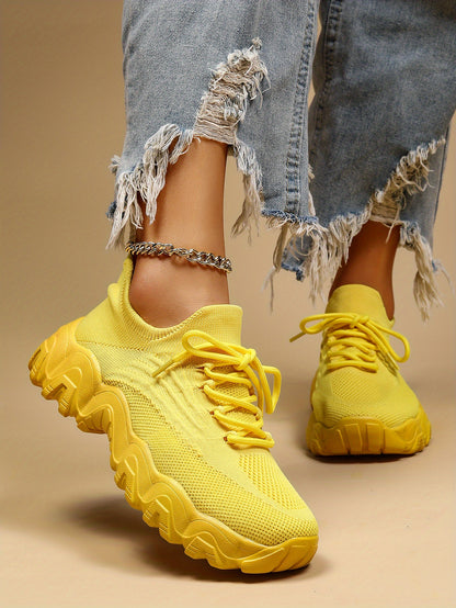 Women'S Casual Sports Sneakers, Striped Low Top Slip-On Shoes with Round Toe, Non-Slip Rubber Sole, Fabric Upper & Inner, All-Season Spring Footwear