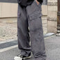 Men's Loose Casual Outdoor Cargo Pants - Multi Flap Pocket Trousers - Trendy Solid Work Pants for Streetwear Hip Hop Style
