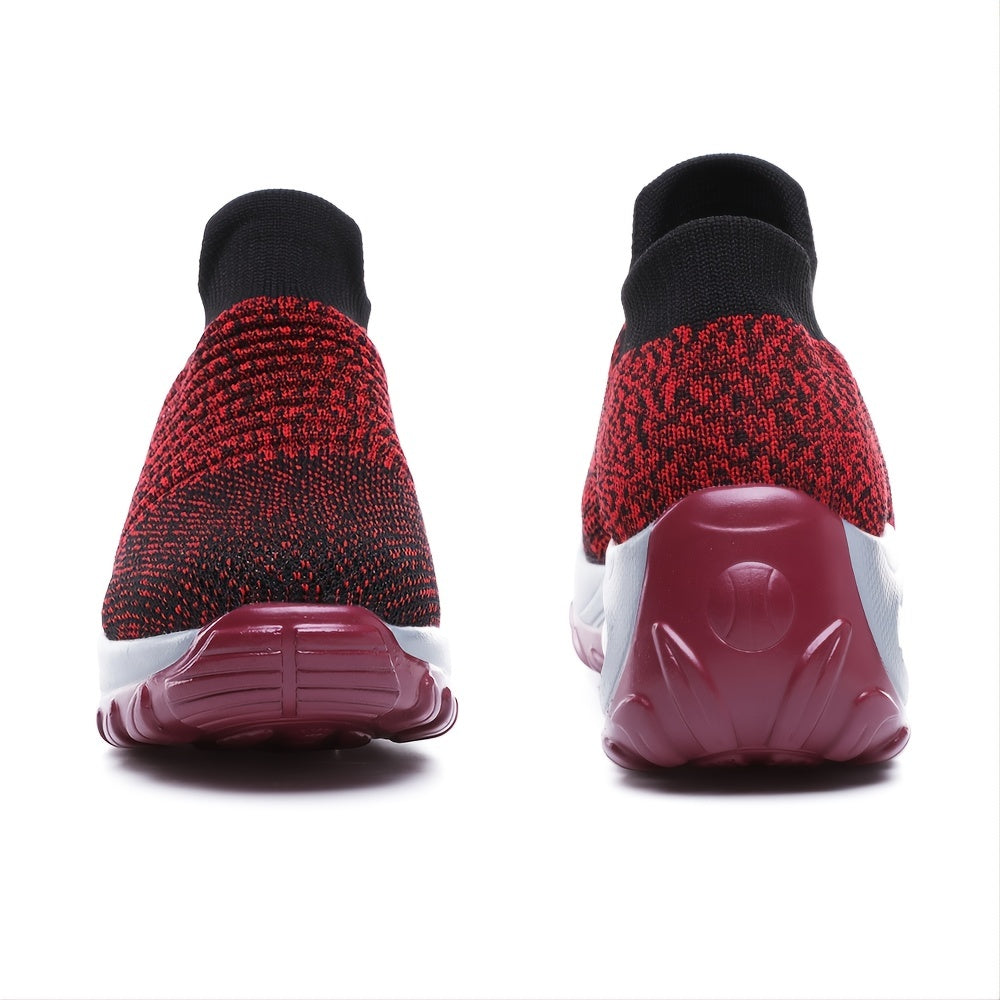 Women's Air Cushion Sole Sock Sneakers, Lightweight Knit Slip On Shoes, Breathable Running Shoes