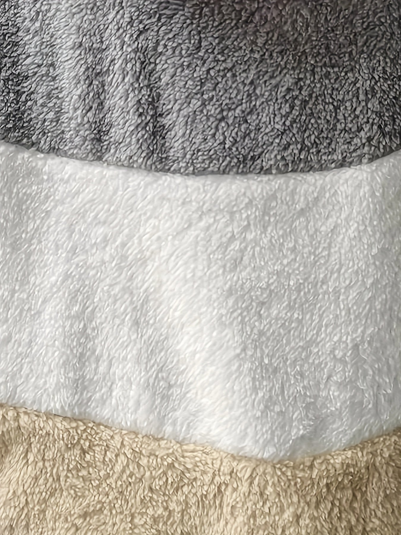 Ultra-Soft Color Block Fuzzy Hooded Coat - Stylish Winter Warm Outerwear with Full-Length Sleeves - Perfect for Casual Wear - Womens Clothing