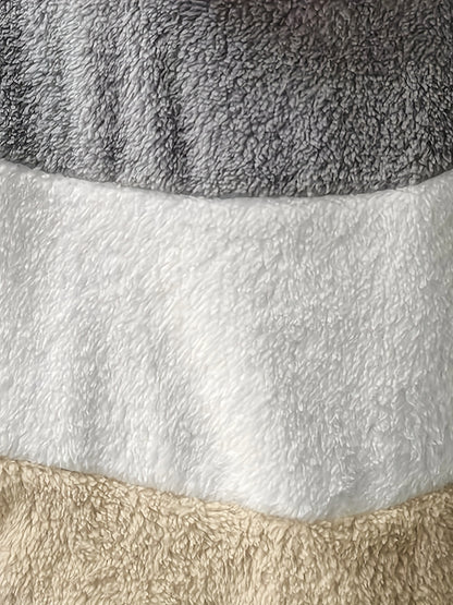 Ultra-Soft Color Block Fuzzy Hooded Coat - Stylish Winter Warm Outerwear with Full-Length Sleeves - Perfect for Casual Wear - Womens Clothing