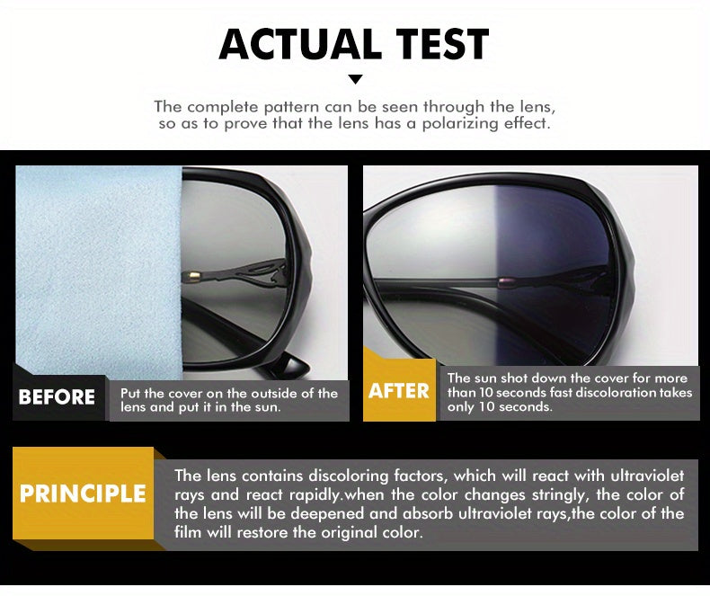 Fashion Design HD Photochromic Sunglasses For Women Polarized Glasses Driving Travel Oversized Ultralight Luxury Ladies Eyewear best gifts for Mother's Day