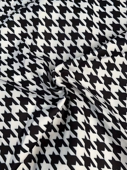 Houndstooth Print Bomber Jacket, Casual Zip Up Long Sleeve Outerwear, Women's Clothing