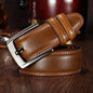 Men's Belt Boys Real Cowhide Leather Belt Pin Buckle Belt Brown Middle-aged Youth Casual Trendy Men's Belt, Ideal choice for Gifts