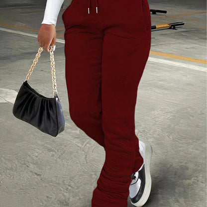 Slant Pockets Drawstring Pants, Casual Loose Pants For Fall & Winter, Women's Clothing