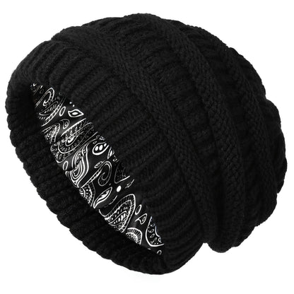 1pc Premium Winter Slouchy Beanie Hat - Soft Satin Lined, Chunky Cable Knit, Warm and Cozy, Ideal Gift for Men, Perfect for Cold Weather, Outdoor Activities, and Casual Daily Wear