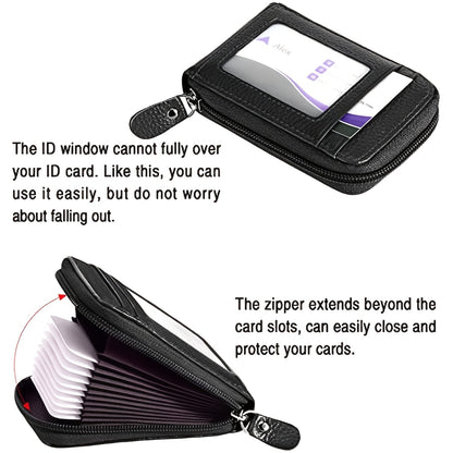 Genuine Leather RFID Blocking Credit Card Wallet for Men with Zipper