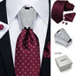 [For Business Silvery Necktie Set] Men's Necktie Silvery Ring & Handkerchief & Cufflinks Set For Business Accessories With Gift Box
