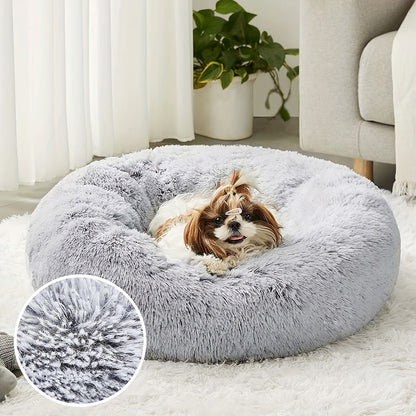 [Soft Donut Cat Bed Nest] Soft Warm Donut Cat Bed Nest, Calming Donut Cuddler Cat Bed, Comfortable And Washable Cat Cushion Nest With Non-slip Bottom Indoor Cats Christmas Gift