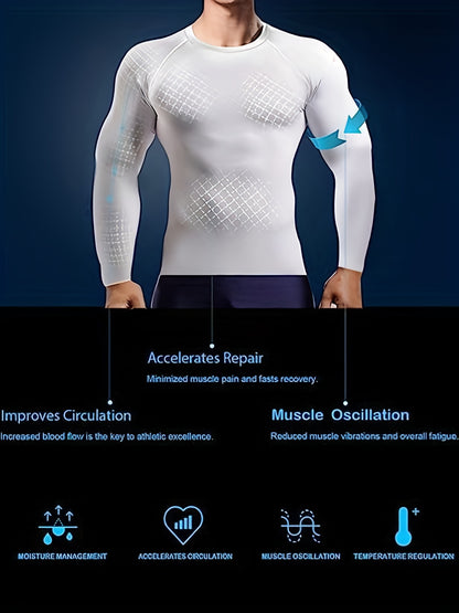 [HOPLYNN Compression Shirts] 5pcs HOPLYNN Men's Compression Shirts - Breathable Polyester Blend, Long Sleeve Athletic Base Layer Tops for Workout & Outdoor Activities, Machine Washable