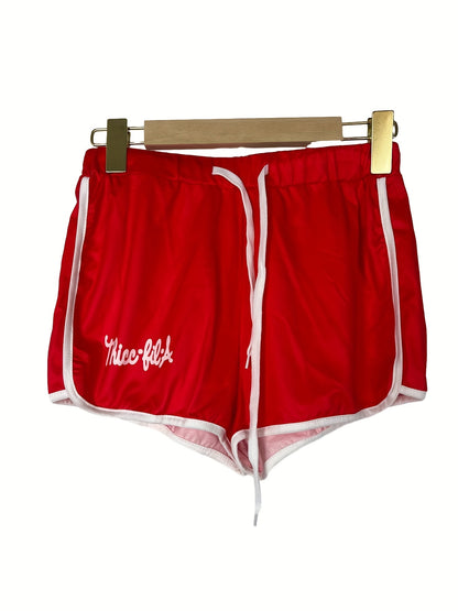 Letter Print Sporty Two-piece Set, Casual Sleeveless Tank Top & Drawstring Shorts Outfits, Women's Clothing