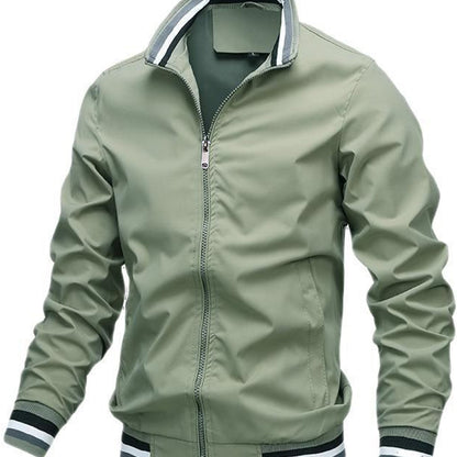 Men's Casual Stand Collar Jacket Coat Regular Fit College Hipster Windbreaker For Spring Autumn