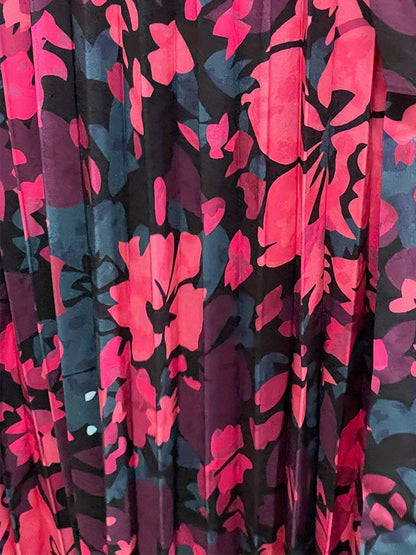 Plus Size Casual Dress, Women's Plus Floral Print Lantern Sleeve Surplice Neck Slight Stretch Midi Dress With Belt