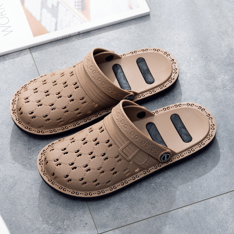 Women's Hollow Out Flat Clogs, Breathable & Lightweight Beach Sandals, Indoor & Outdoor Slippers