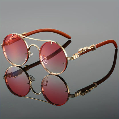 1pc Women, Fashion Round Glasses Stylish High-end Leopard Print Metal Leg Black Glasses, Retro Luxury Men'S Glasses, Suitable for Decorating Driving Wear and Daily Wear.