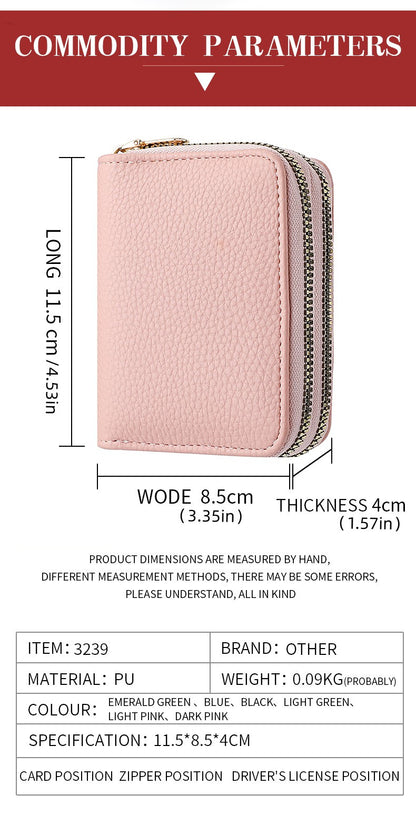 Stylish Womens Double Zipper Wallet - Compact Short Card Holder with Large Capacity, Practical Coin Purse for Everyday Use