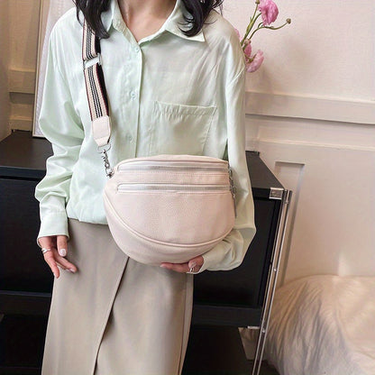 Elegant Convertible Faux Leather Bag: Chic Fanny Pack/Crossbody with Secure Zip & Adjustable Wide Strap for Stylish Women