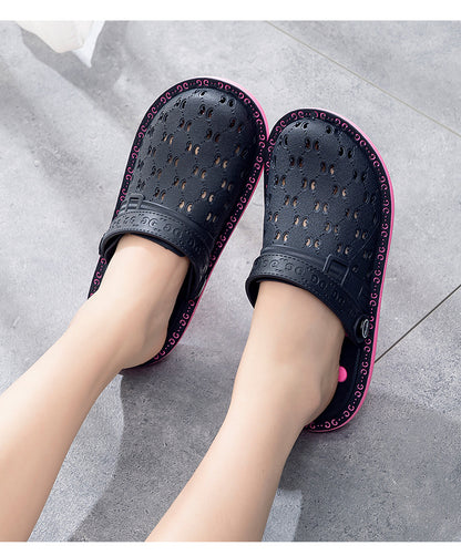 Women's Hollow Out Flat Clogs, Breathable & Lightweight Beach Sandals, Indoor & Outdoor Slippers