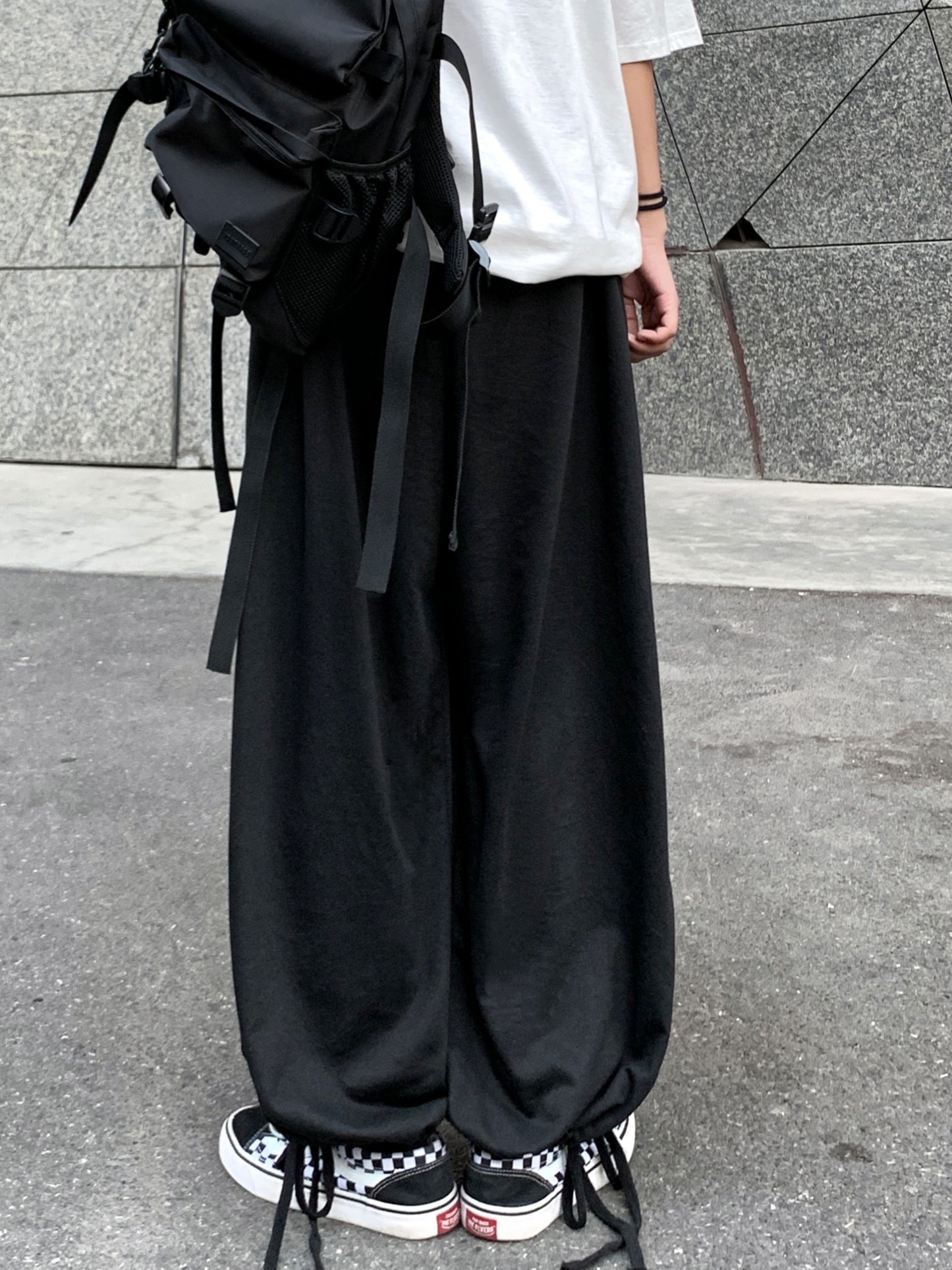 Solid Drawstring Baggy Pants, Casual Pocket Pants For Spring & Fall, Women's Clothing