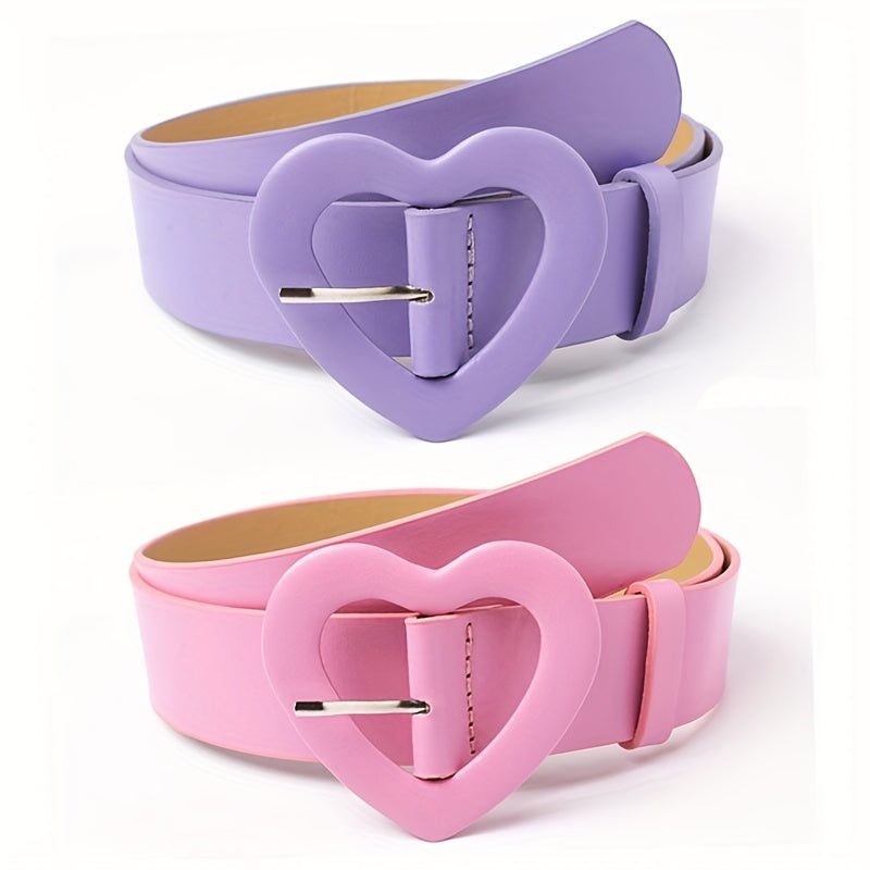 2023 New Pink Wide Belt for Women with Love Buckle and Rose Red Belt Decoration for Hot Girls