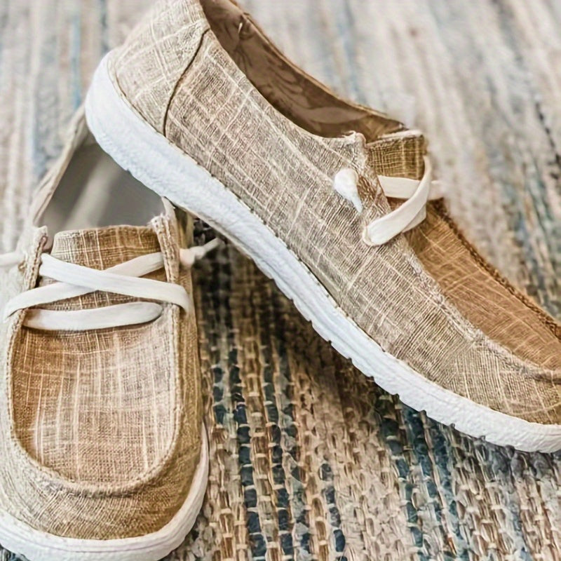 Womens Canvas Loafers - Comfortable Flat Lace-up Design - Breathable Solid Colors for Casual Walking - Perfect for Koningsdag Celebrations