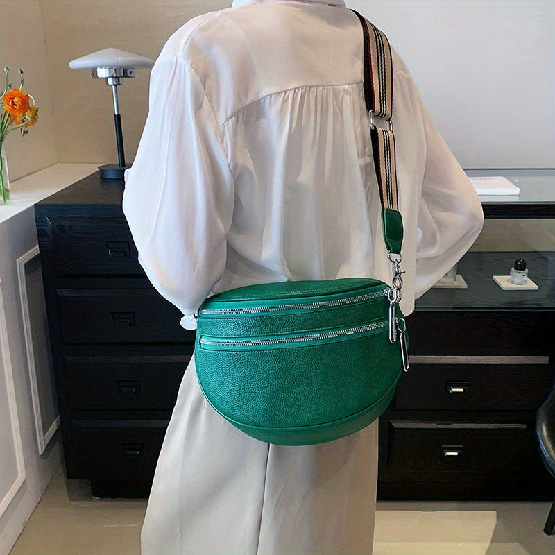 Elegant Convertible Faux Leather Bag: Chic Fanny Pack/Crossbody with Secure Zip & Adjustable Wide Strap for Stylish Women