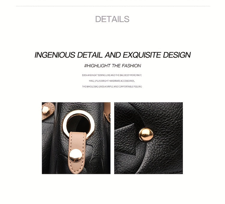 Classic Elegant Flower Embossed Satchel Handbag, Fashionable All-Match Bag For Work