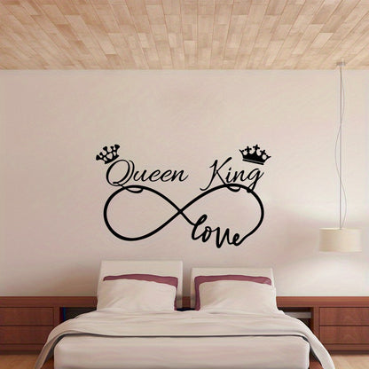 1pc Romantic Queen King Wall Sticker, Infinite Love Couples Room, Vinyl Wall Decal, Bedroom Living Room Sweet Decor Art Murals