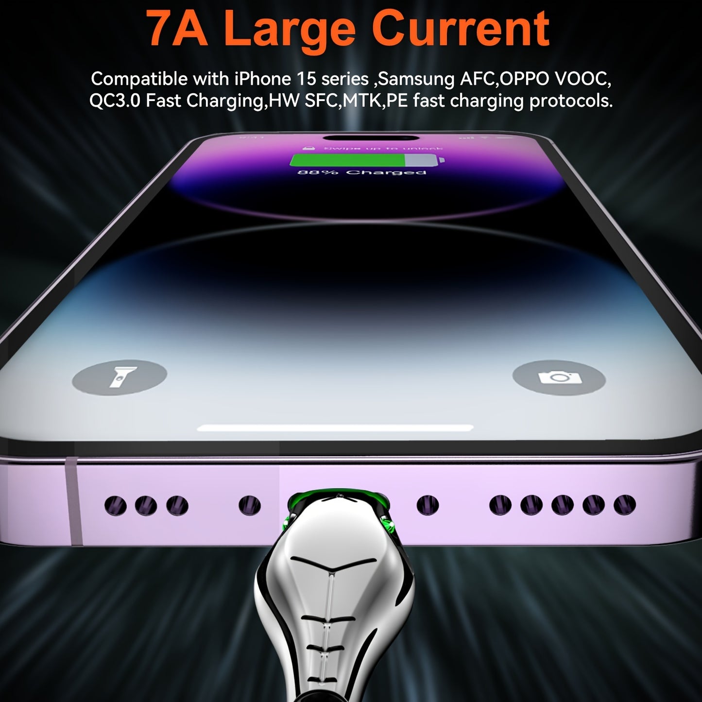 7A 120W Type C Cable: 100W Fast Charging For Realme, Oneplus, OPPO, Honor, Samsung, And Xiaomi!