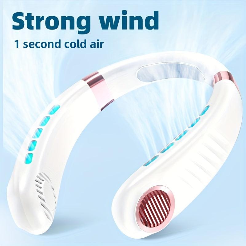 5-Speed Portable Neck Fan with Digital Display - Wearable, Rechargeable, and USB Charging - Perfect for Outdoor Activities, Travel, and Gift Giving