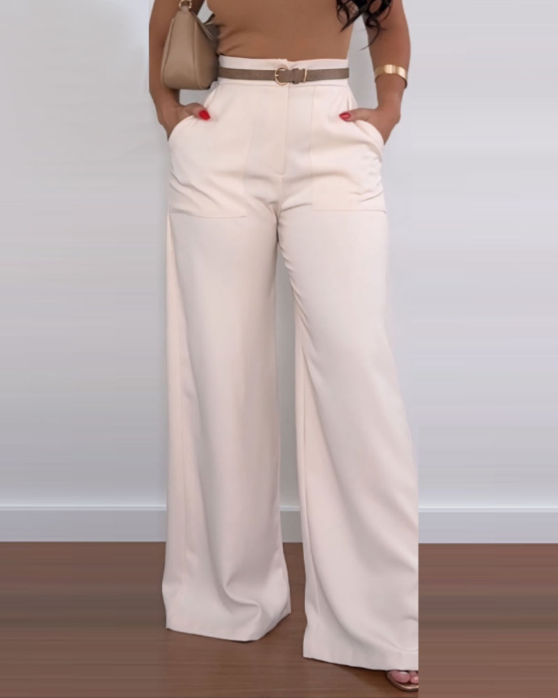 Pantalon décontracté à jambe large imprimé taille haute pour femmes, pantalon d'été élégant, mode confortable, nouveau