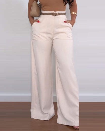Pantalon décontracté à jambe large imprimé taille haute pour femmes, pantalon d'été élégant, mode confortable, nouveau